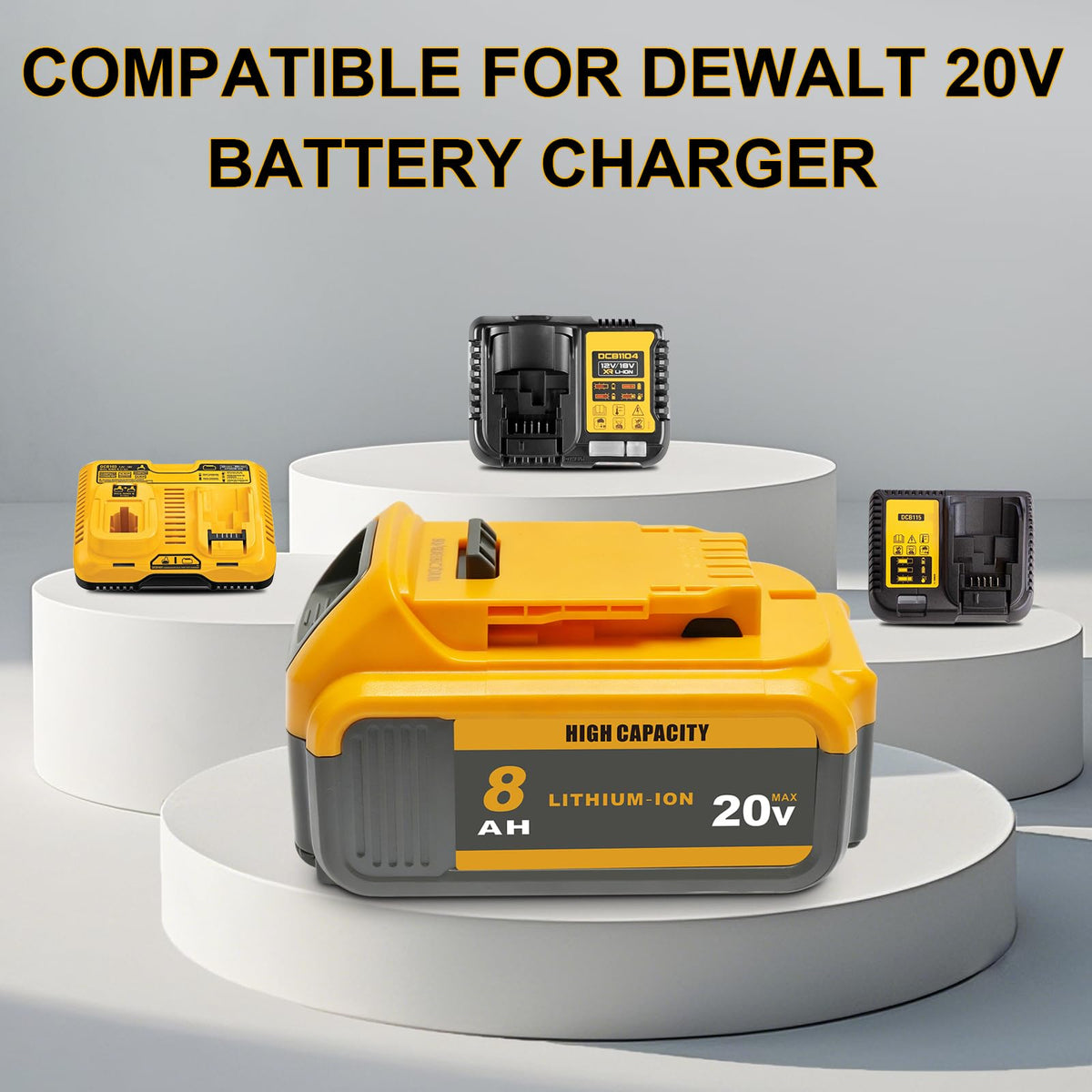 2-Pack 8.0Ah 20V Max Battery Compatible with Dewalt 20V Power Tools