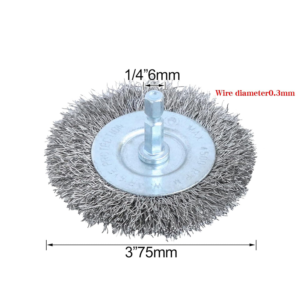 10pcs 3 Inch Stainless Steel Wire Wheel Brushes Kit for Drill with 1/4-Inch Hex Shank,Wire Wheels for Power-Operated Grinders (10)