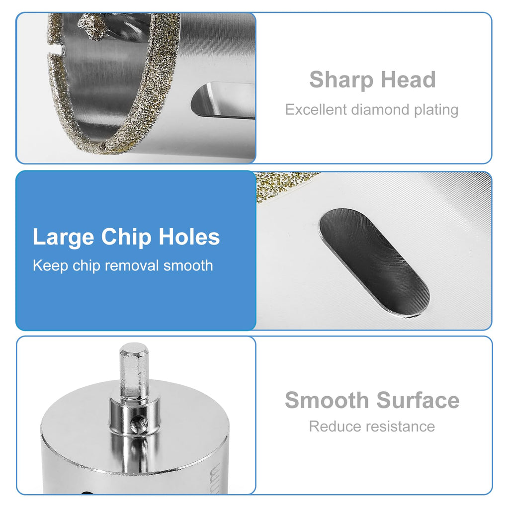 Jamiikury 2-11/16" / 68mm Diamond Glass Hole Saw with Center Drill Bit for Ceramic, Tile, Porcelain, Marble