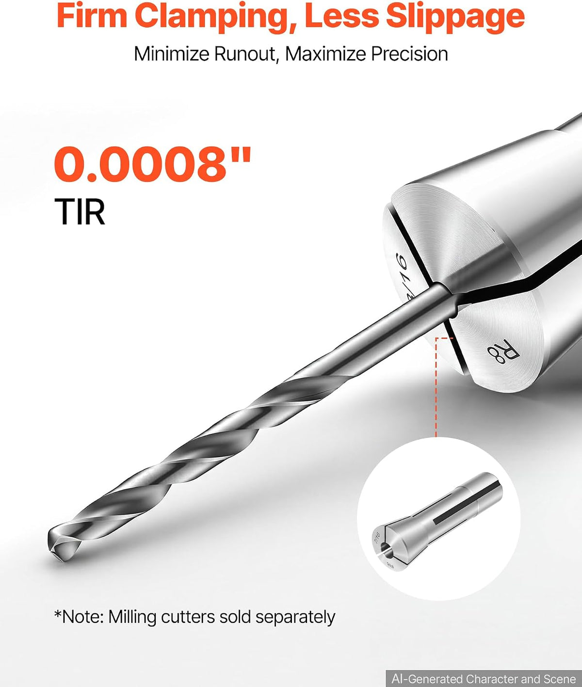 VEVOR R8 Collet Set 1/16"-3/4" 23 Piece R8 Precision Mill Collet Chuck Set