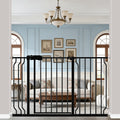43.3-52.75" x 30" Tall Extra-Tall & Extra-Wide No-Drill Pressure-Mounted Pet & Child Safety Gate with Dual-Lock Walk-Through Swing Door for Stairs, Hallways & Wide Doorways — Black