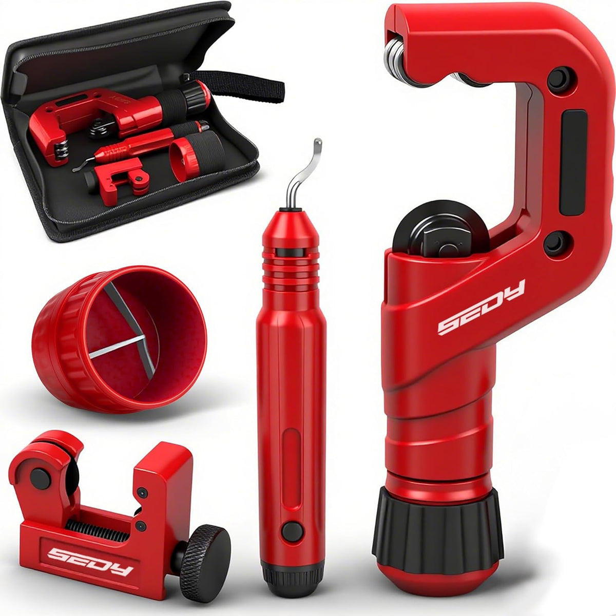 Ultimate Tube Cutter Set - Heavy Duty Pipe Cutter 3/16"-2" OD, Mini Tube Cutter 1/8"-7/8", Deburring Tool - for
