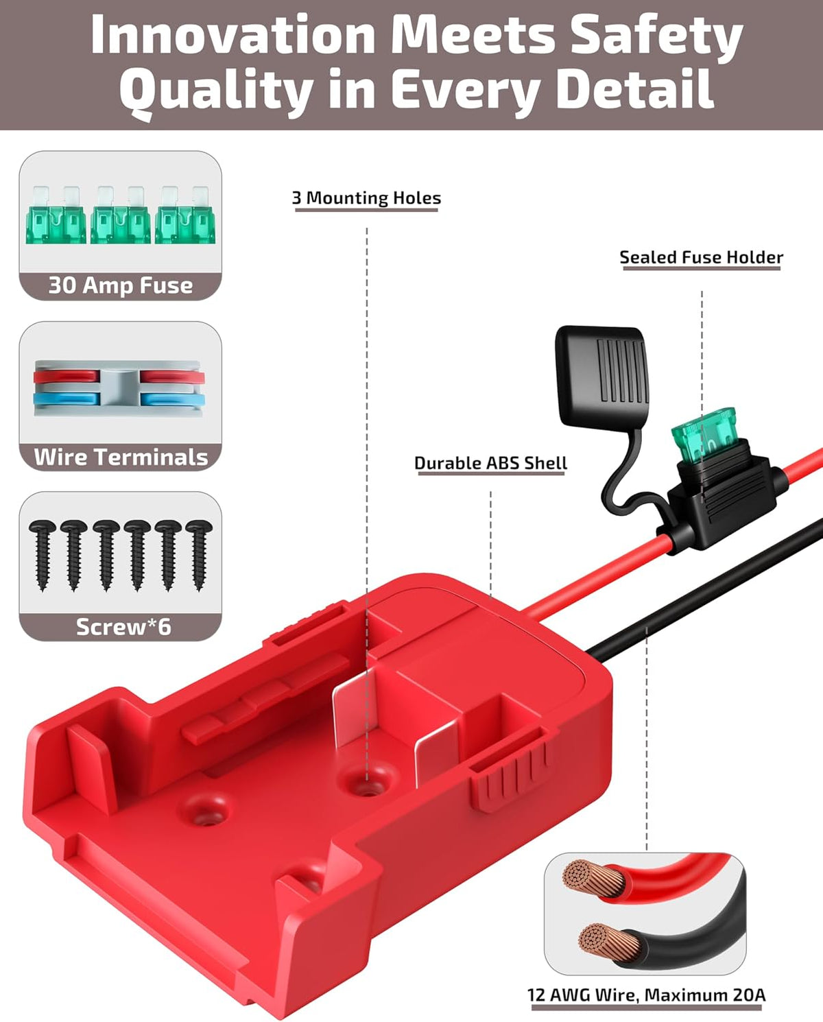 2-Pack 18V for Milwaukee M18 Battery Adapter for Power Wheels Battery Upgrade Conversion Kit with Wire Connectors Fuses 12AWG Wire Power Tool Drill Battery Converter Adapter for Kids Car, RC, DIY, Etc