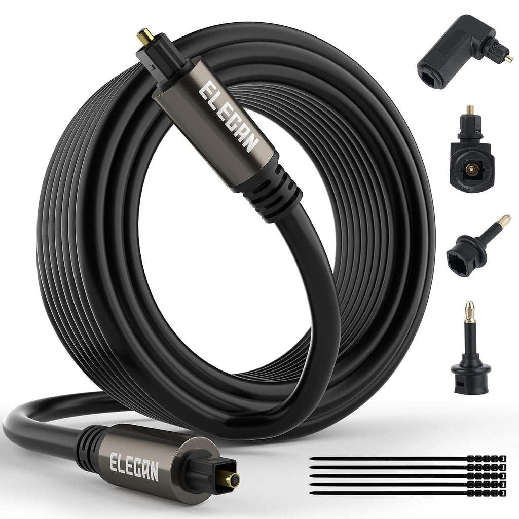 Optical Audio Cable 30 Ft Digital Audio Toslink Cable Cord-Fiber Optic-Gold Plated-Flexiable&Durable-for Home