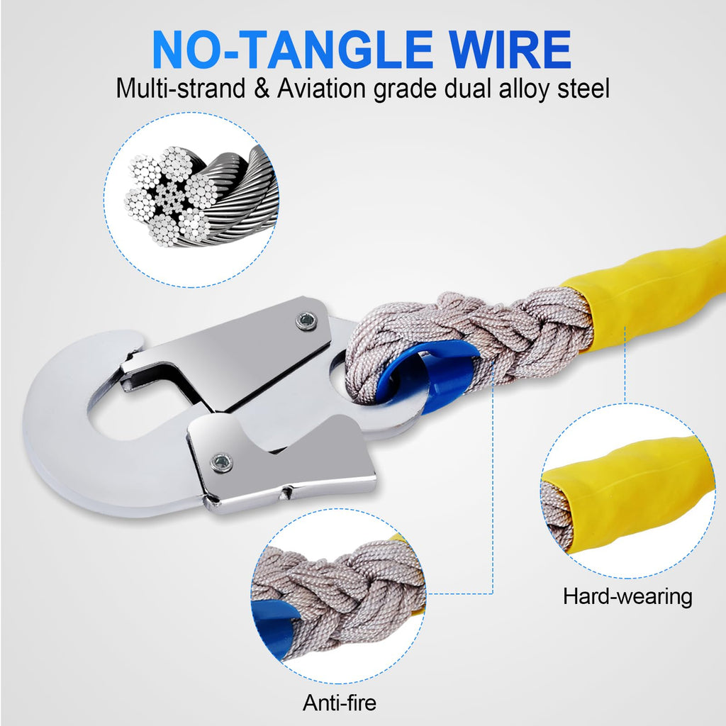 Self Retractable Lifeline Fall Protection Arrester 33FT Double Locking Roofing Safety Rope Lanyard Fall Arrest Gear