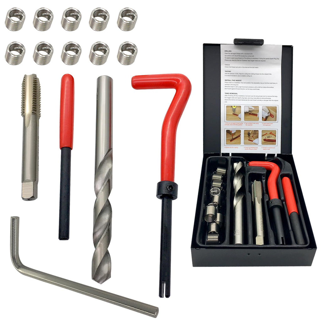 ANPTGHT M12x1.25 Thread Repair Kit Helicoil Thread Inserts Taps Kit Metric
