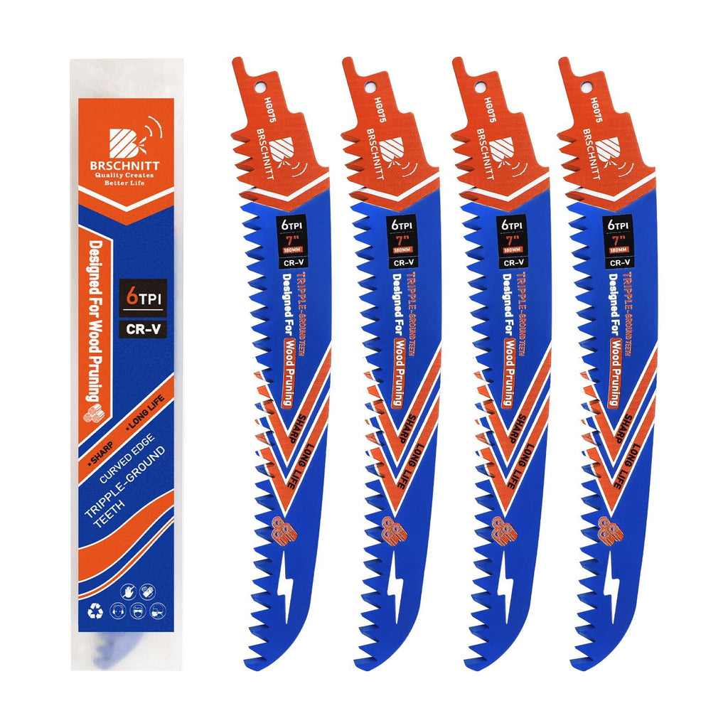 BRSCHNITT Arc Edge Reciprocating Saw Blades 7inch 6TPI for Pruning 4pcs