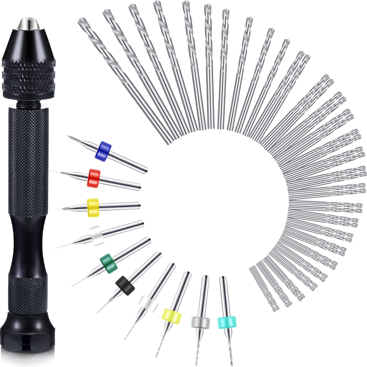 Mudder 57 Pcs Micro Drill Bits & Pin Vise Set 0.1-3mm, Black