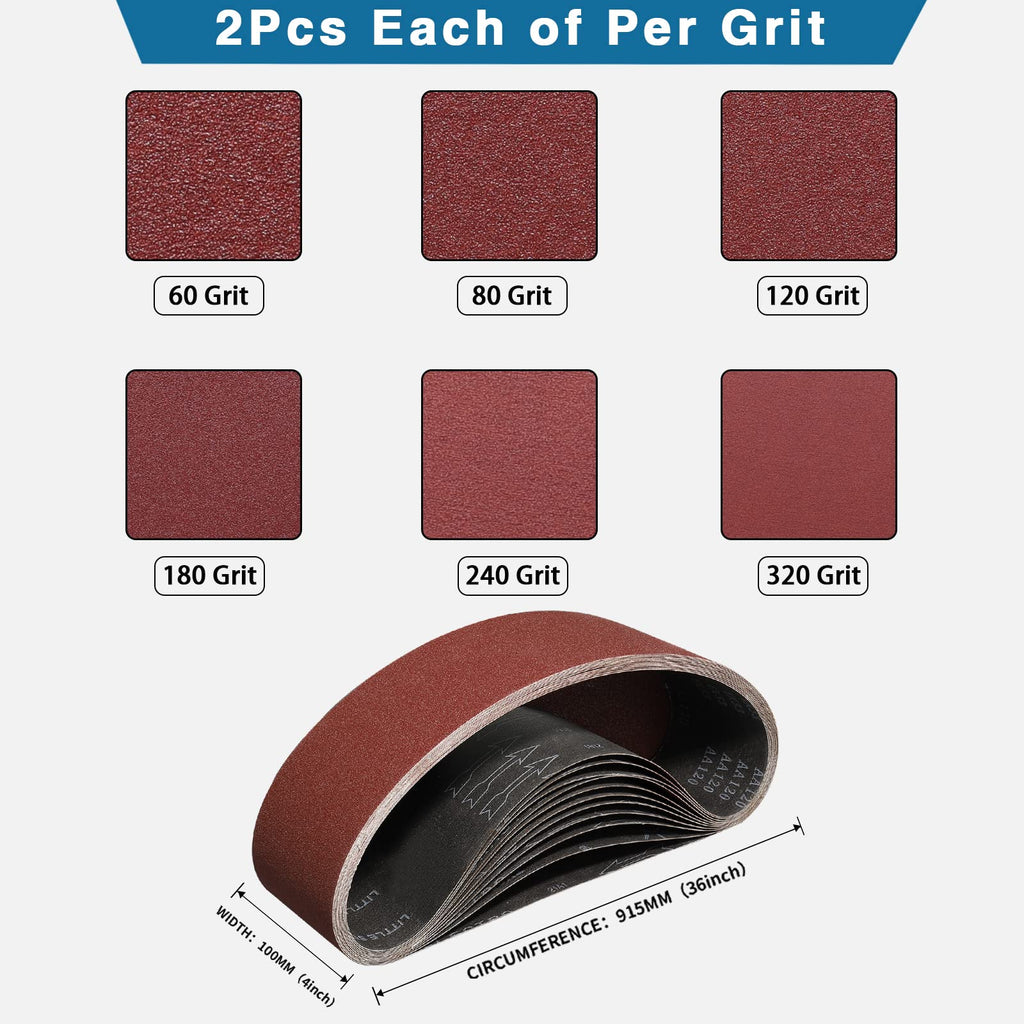 POTUINOM 28Pack 4x36 Inch Sanding Belts and 6 Inch PSA Sanding Discs Set