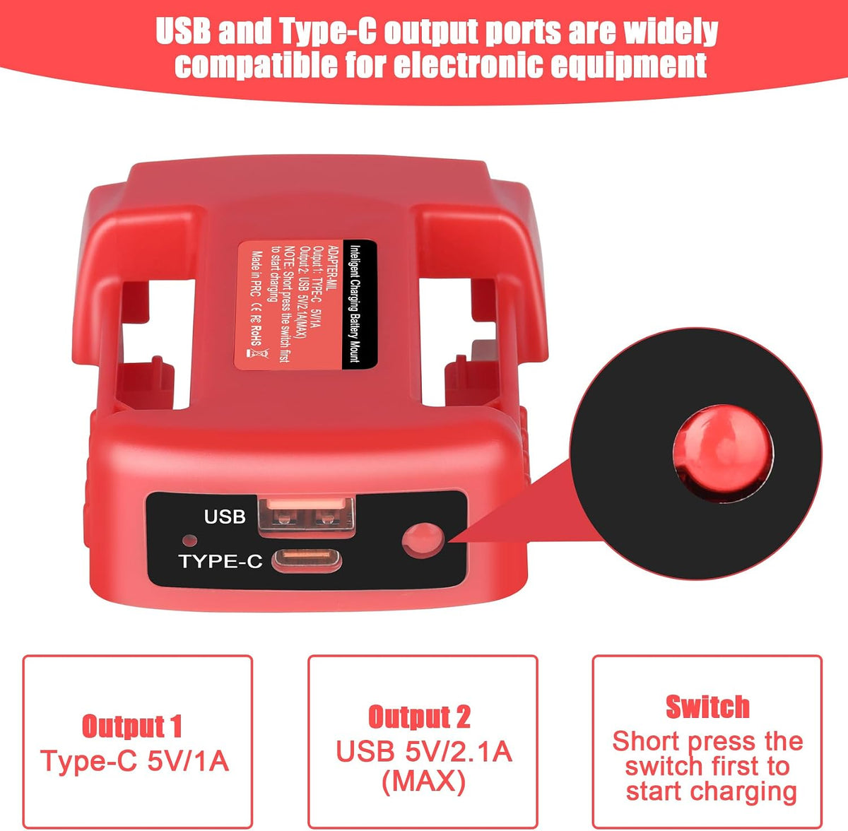 KUNLUN 2 Pack USB Charger Adapter Compatible for Milwaukee M18 18V Battery