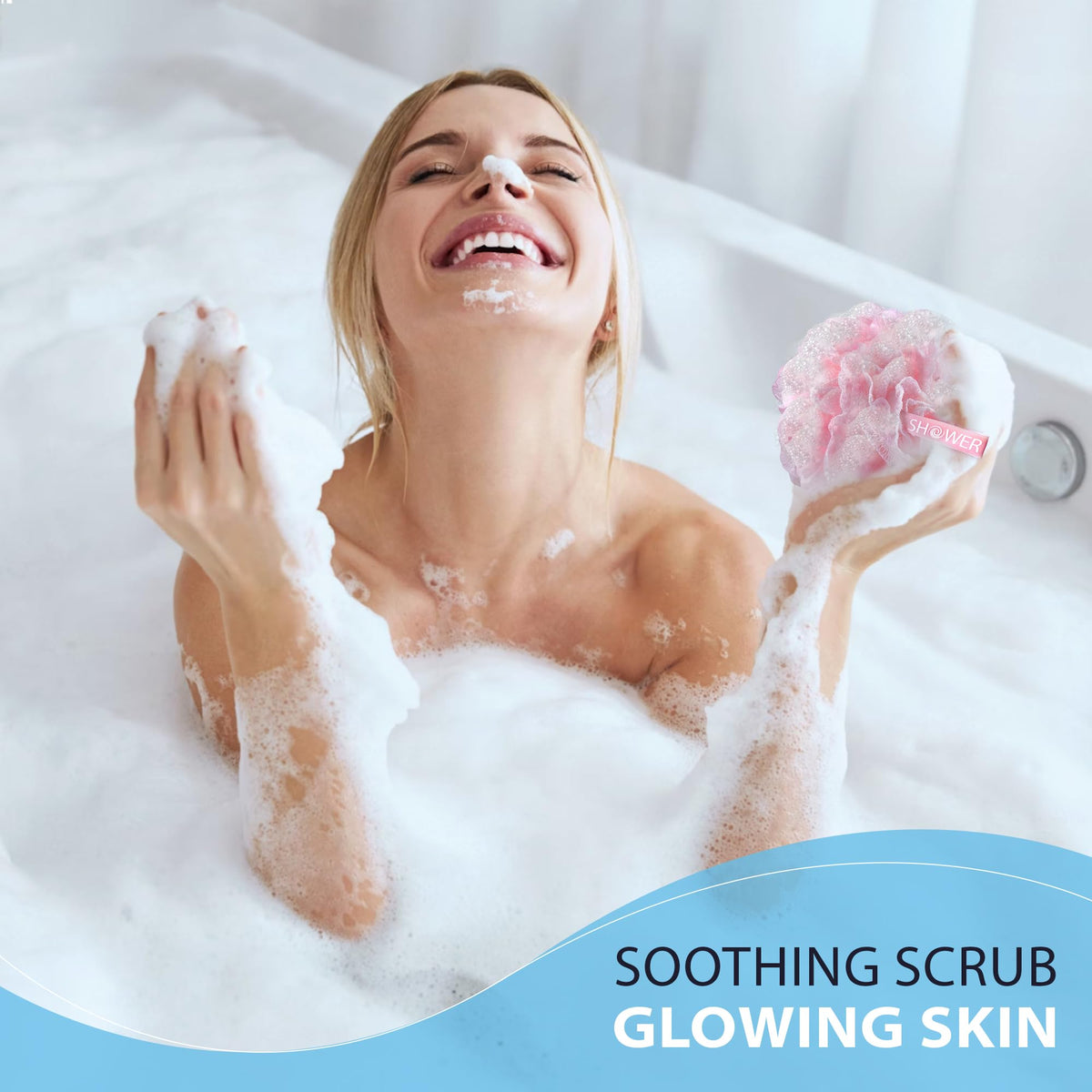 Loofah-Bath-Sponge Lace-Mesh-Set // 2-Scrubs-in-1 Large 60g