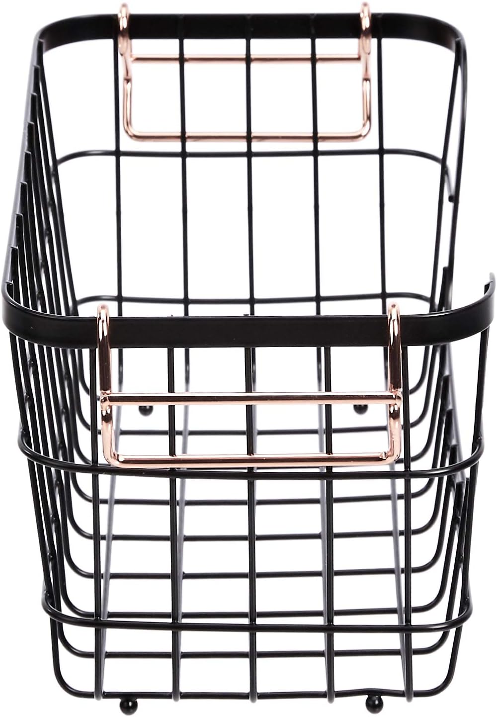Stackable Metal Wire Rectangular Storage Baskets for Kitchen, Bathroom or Pantry Organizing, 2 Count, Black