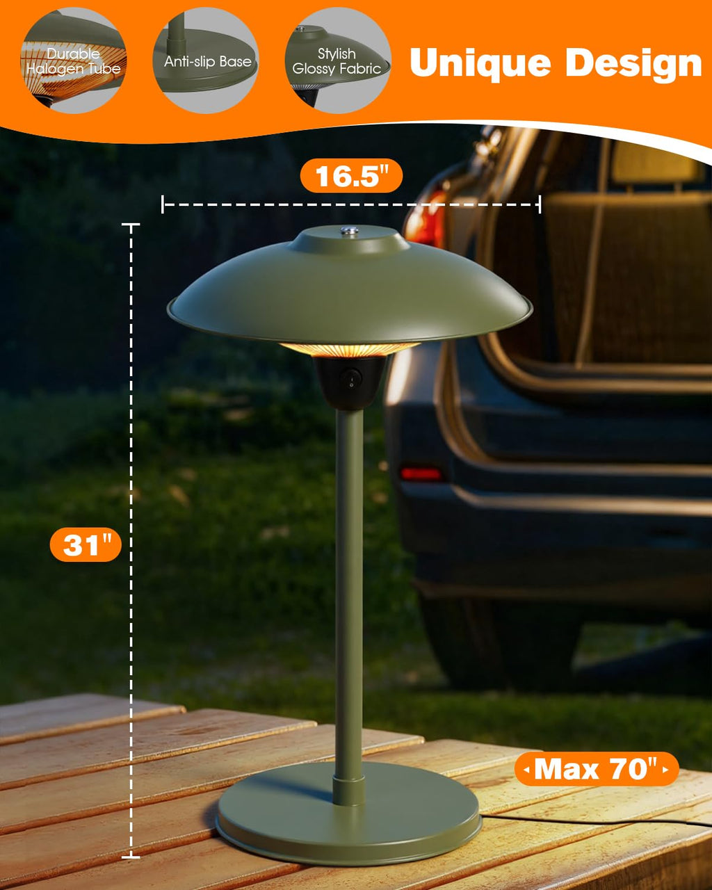 Electric Patio Heater, 1500W Portable Tabletop Infrared Heater