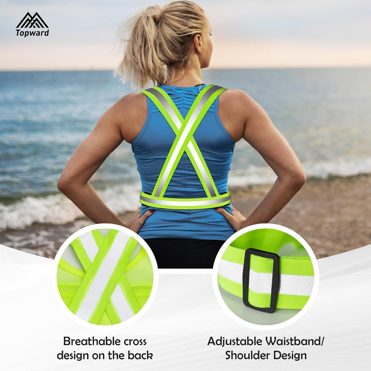 Running Vest Chest Phone Holder for Women Men, Reflective Vest Safety Gear for Dog Walking Cycling - Adjustable