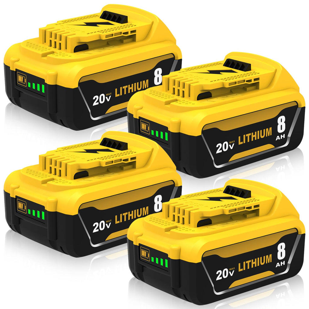 4 Packs 8ah DCB208 Battery Replacement for Dewalt 20V Battery DCB207 DCB206