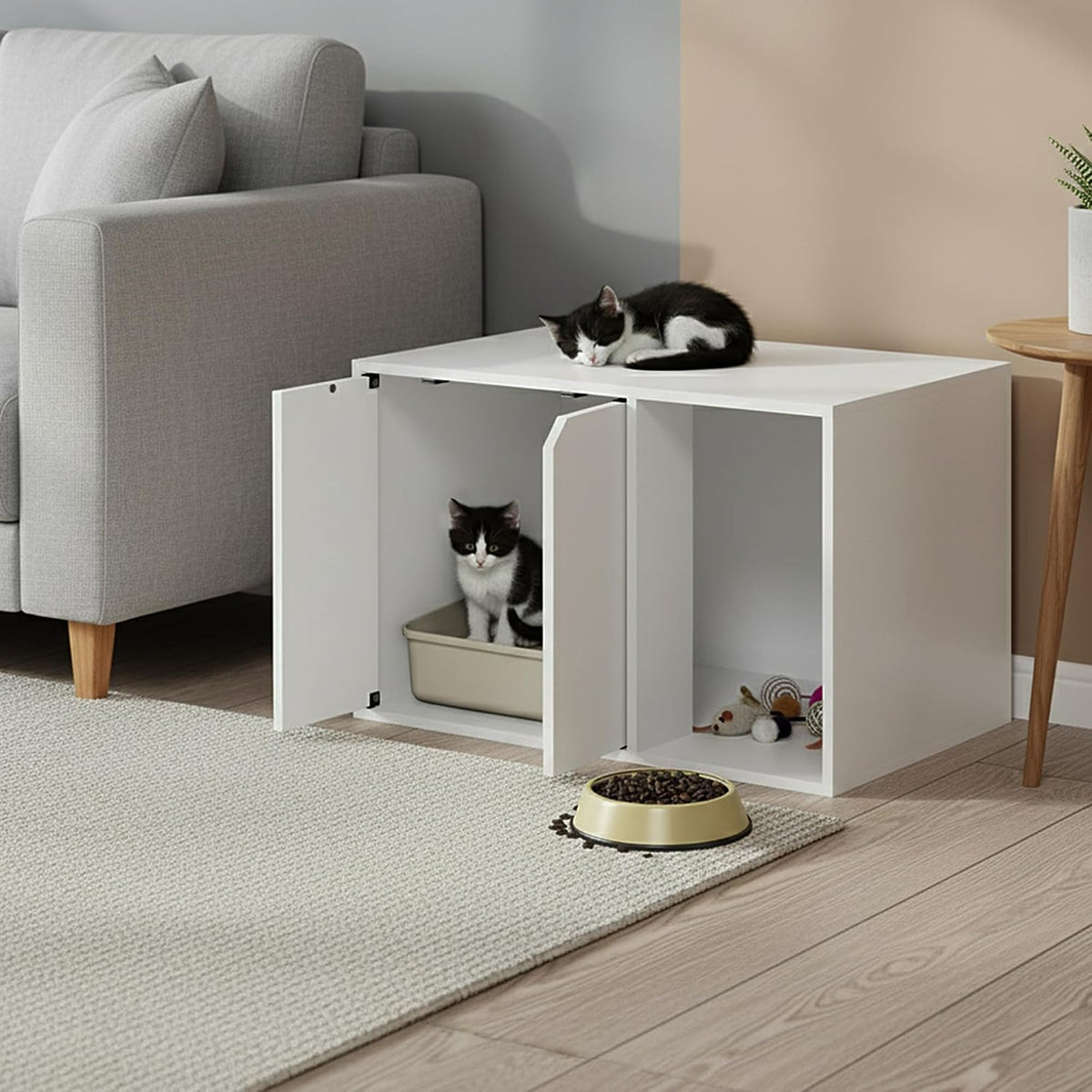 PELI 24" Wide Cat Litter Box Enclosure, Solid White