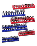 Magnetic Socket Organizer Set, 6PCS Socket Holder, 1/4'', 3/8'' & 1/2'' Metric SAE Socket Trays with Clear Labels