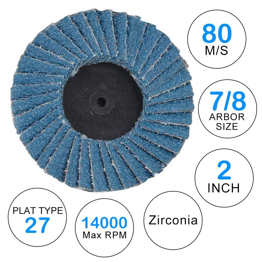 Titoe 24 PCS 2 inch Flap Disc(80 Grits),T27 Zirconia Alumina