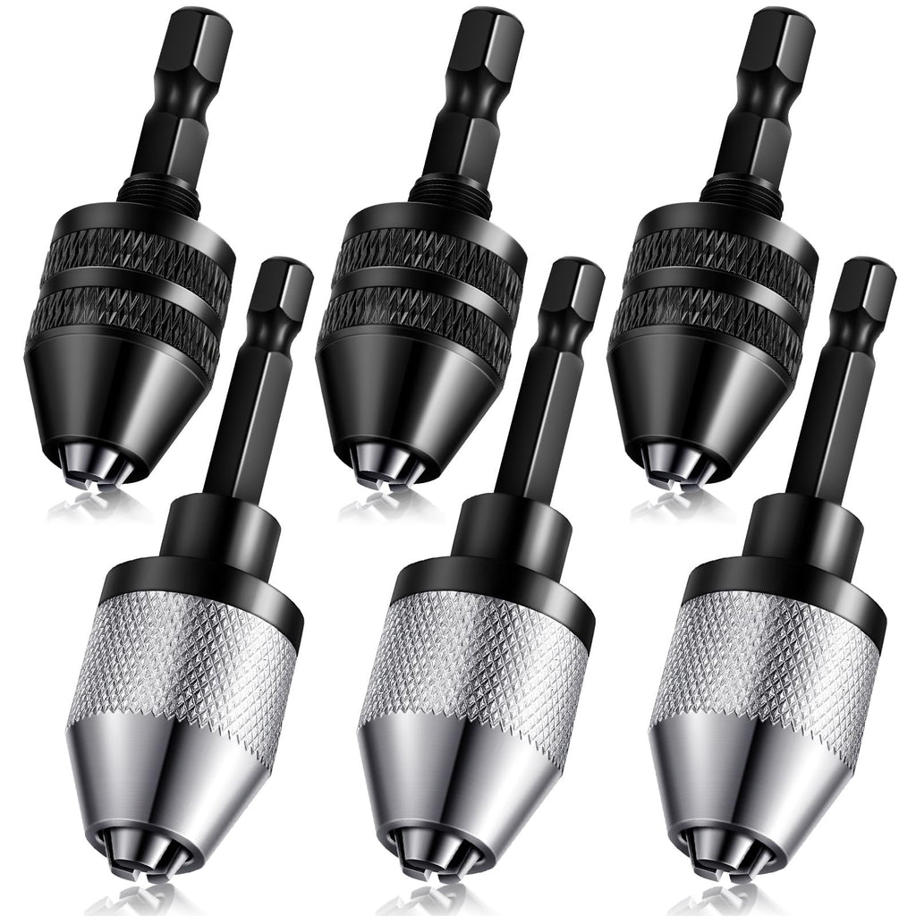 Honoson Drill Chuck Adapter Keyless 1/4 Inch Hex Shank Drill Chuck, 6 Pcs