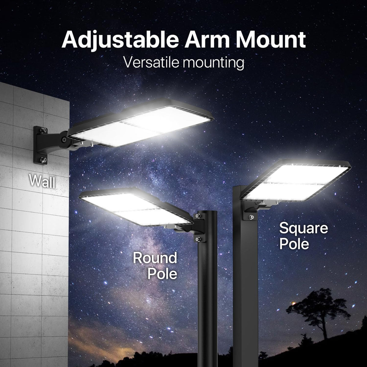 Kifflux 300W Led Parking Lot Light 5000K 36,000LM Adjustable Arm Mount