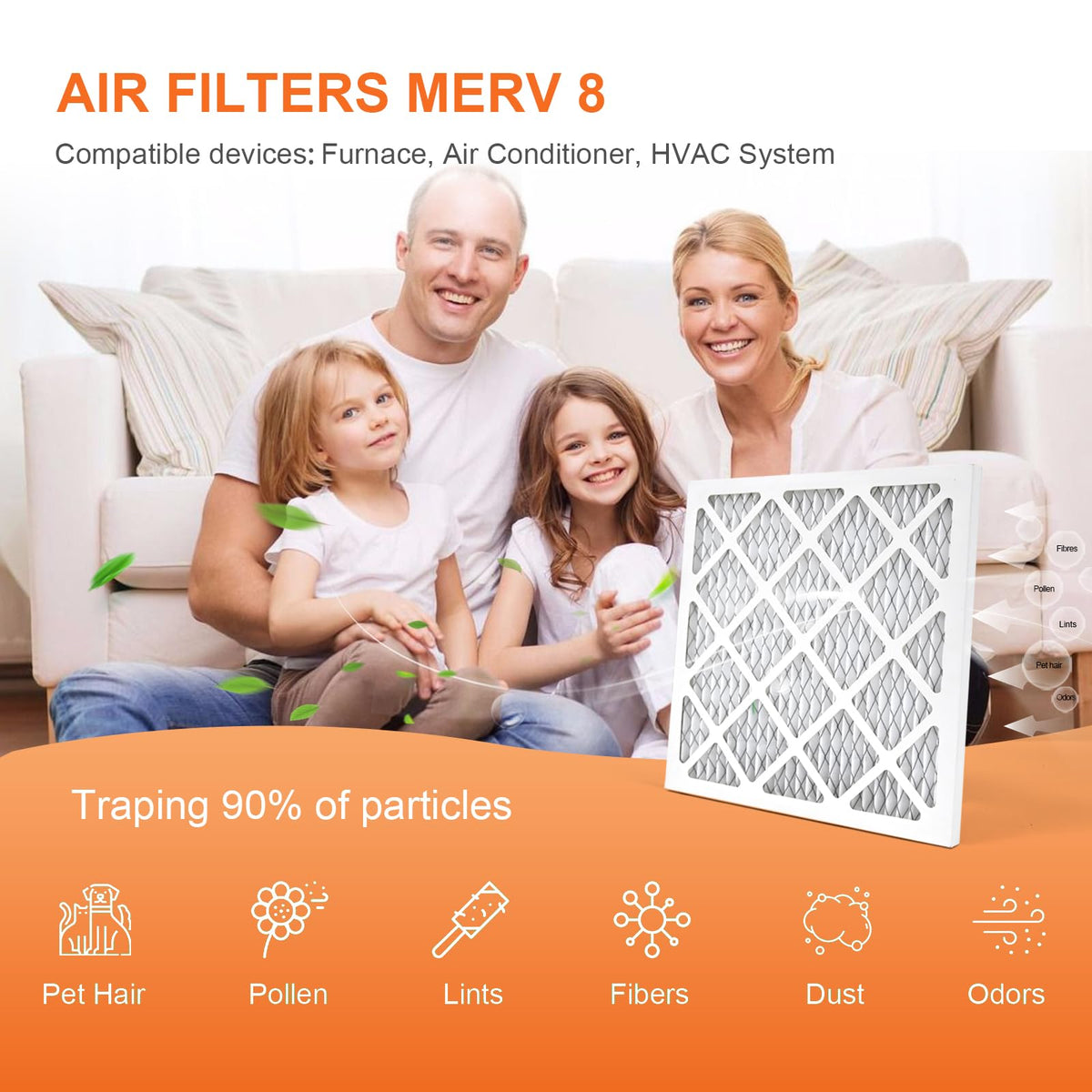 12x12x1 Air Filter 6 Pack MERV 8 AC Furnace Filter