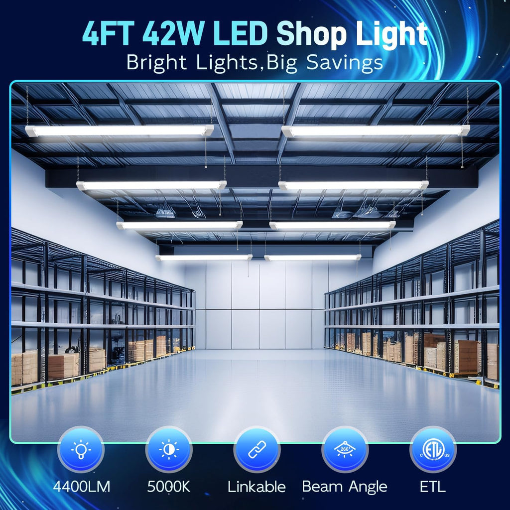 hykolity 4 Pack 4FT LED Shop Light,4400LM,5000K Daylight