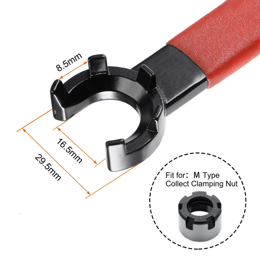 uxcell Collet Chuck Wrench Spanner for ER20M Clamping Nut Milling Machine Lathe Chuck Holder Tool with Red Non-slip Handle 2pcs