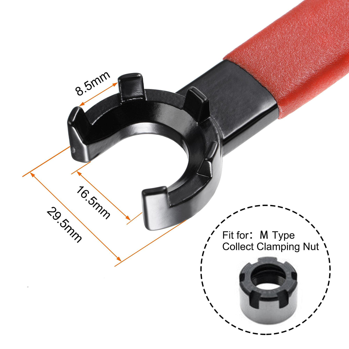 uxcell Collet Chuck Wrench Spanner for ER20M Clamping Nut Milling Machine Lathe Chuck Holder Tool with Red Non-slip Handle 2pcs