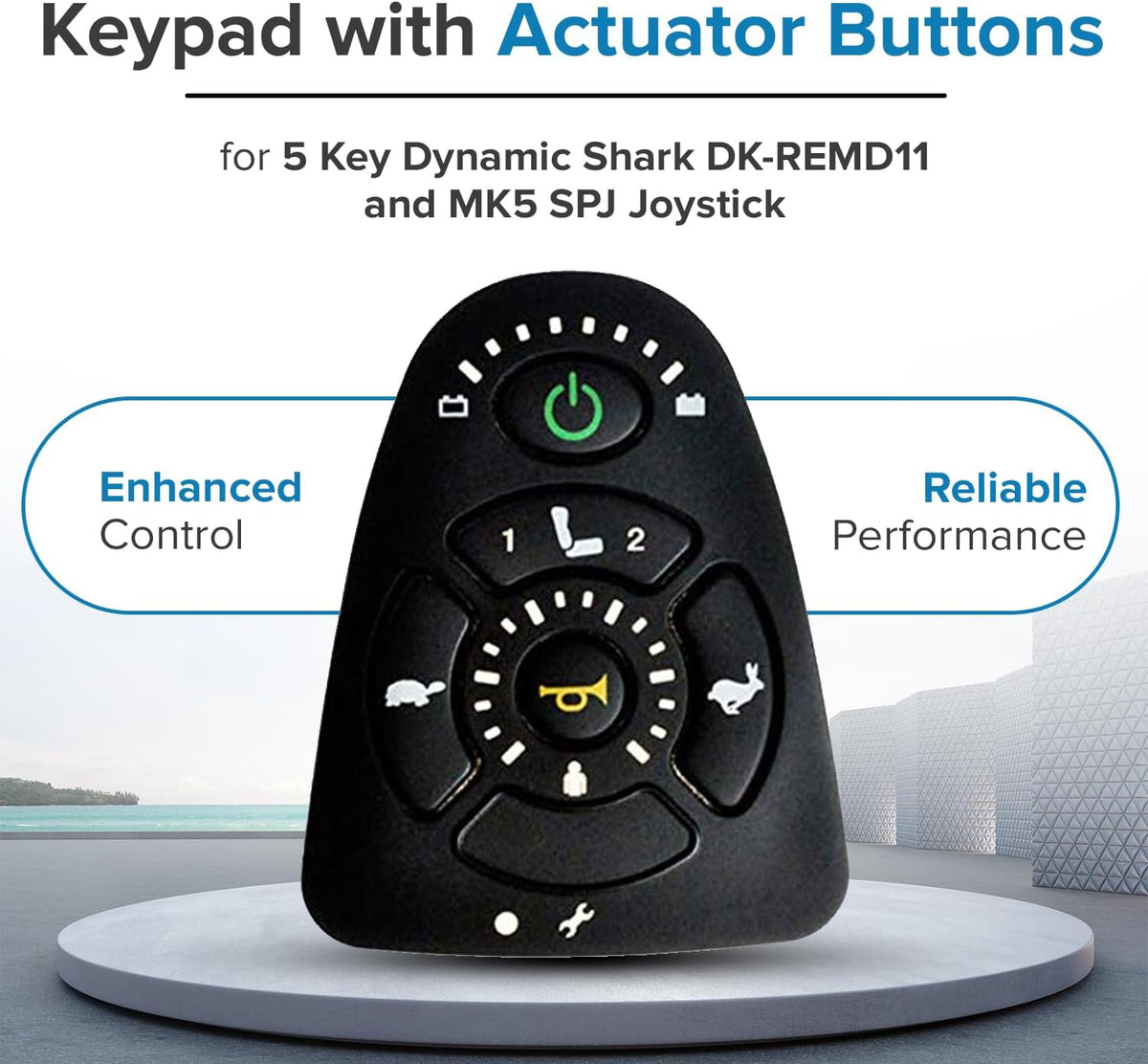 Keypad with Actuator Buttons for the 5-Key Dynamic Shark DK-REMD11 and MK5 SPJ+ Joysticks - Power Chair Joystick Remote Controller Rubber Pad (82675/1165093 / PLSINDV1265 / MBC-GLA80842)