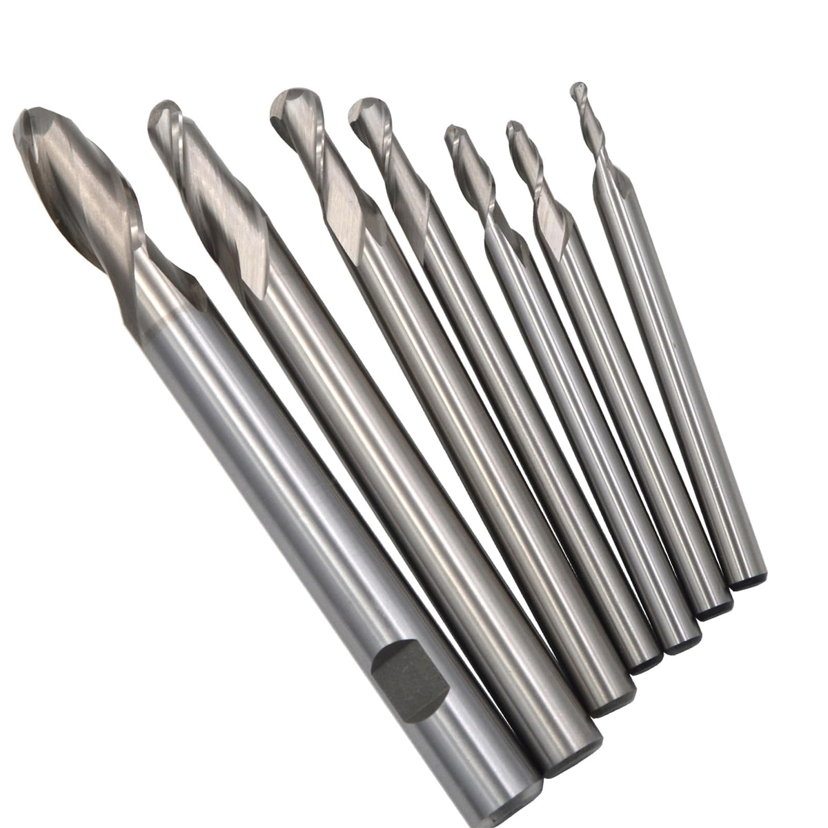 WKSTOOL 2Pcs 12mm Dia 2Flutes HSS M2 Ball Nose End Mill Flat Cutter CNC Slotting Cutting Profiling Router Bit for Steels Aluminum Copper Brass Bronze Cast Iron