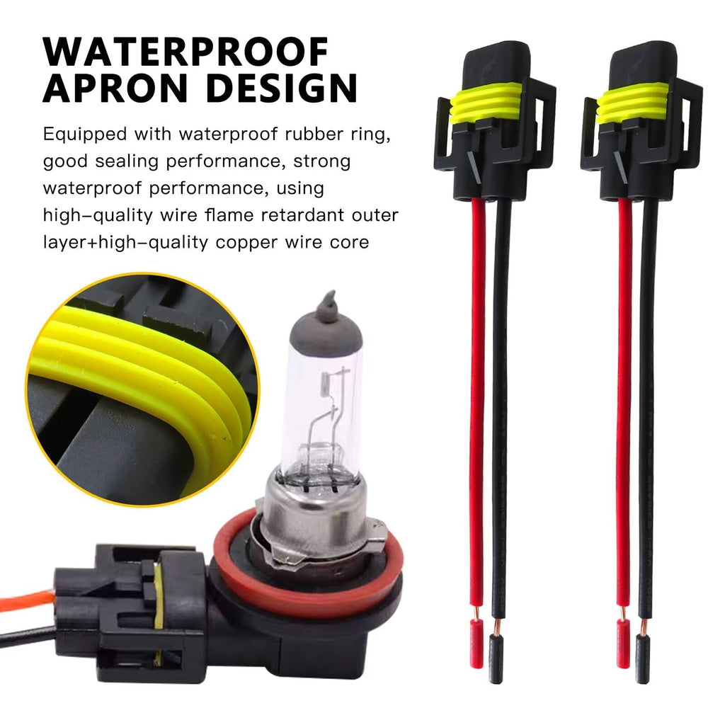 JRSHOME 2pack Fog Light Harness Connector with Wire, H8/ H11 Fog Light Harness Connector for Fog Light High Low Beam Bulb, Waterproof Pigtail Adapter Plug