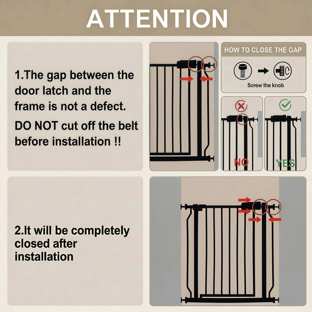 85.8-105" Extra-Wide Adjustable Hardware/Pressure-Mounted Pet & Child Safety Gate with Dual-Lock Walk-Through Swing Door for Stairs, Hallways & Wide Doorways