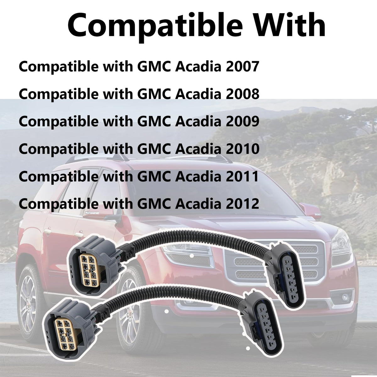 2Pcs Wiring Adapter HID to Halogen Headlight for GMC Acadia 2007-2012