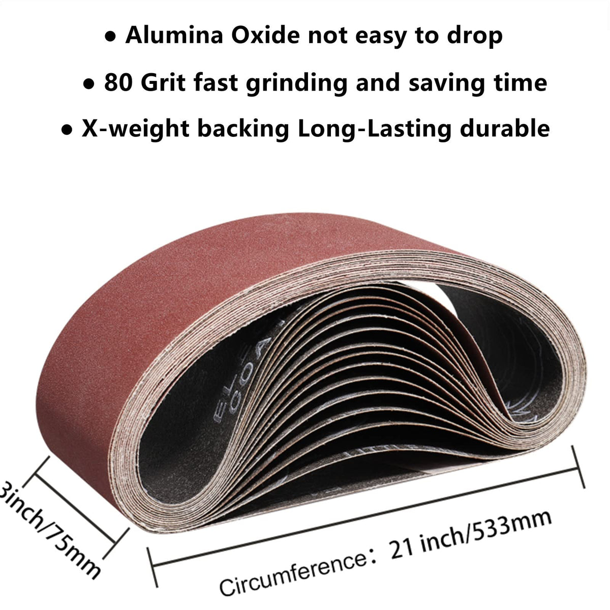 POTUINOM 8 Pack 4x36 Inch Sanding Belts 80 Grit for Belt Sander