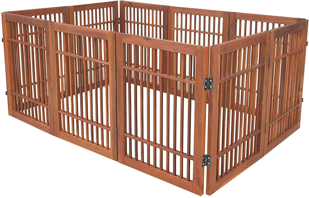 Freestanding Solid Wood Folding Pet & Dog Barrier Gate with Support Feet for Wide Indoor Openings, Hallways & Stairs