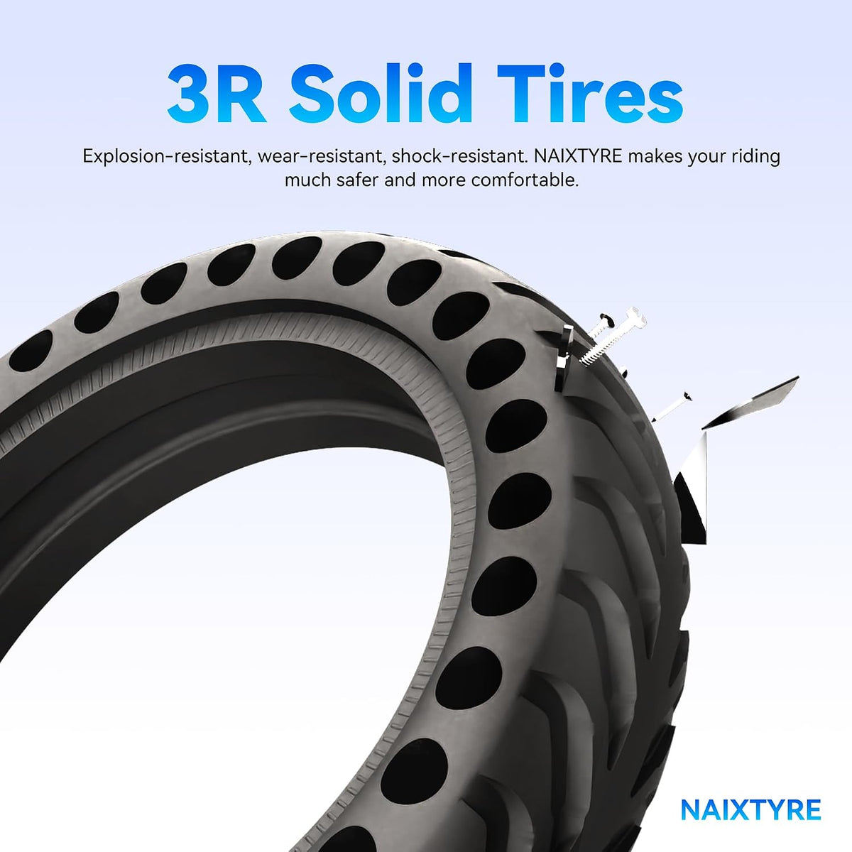 8.5x2 inch Solid Tires for Electric Scooters 50/75-6.1 Scooter Tire Compatible with Xiaomi m365/Mijia Mi m365 Pro/GTRAX GXL V2/GTRAX XR and All 8 1/2 x2/50/75-6.1 Scooters（1pcs）