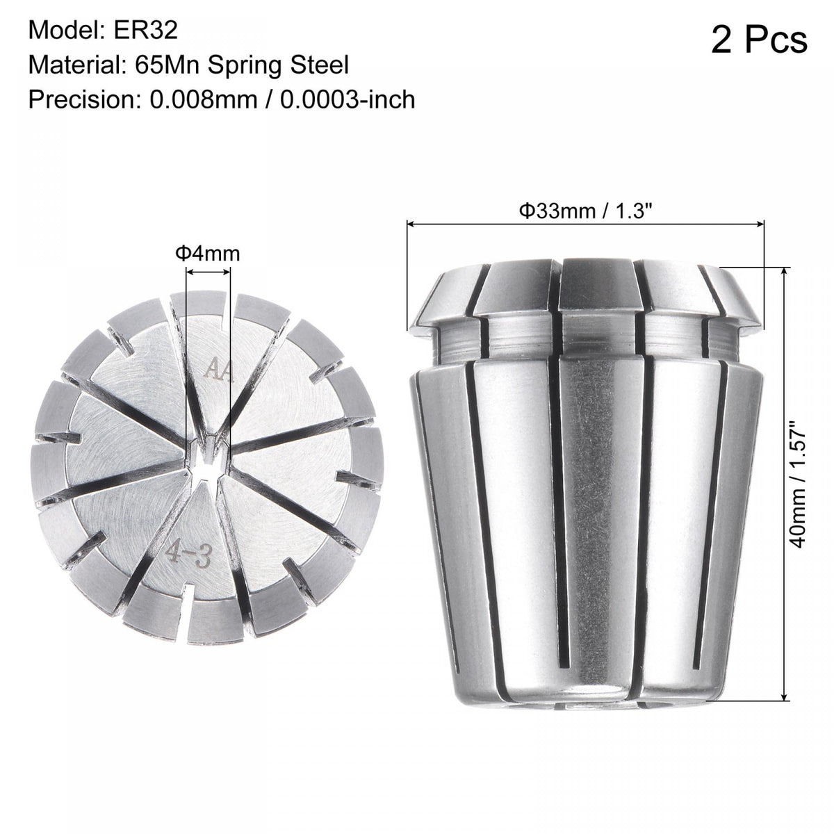 uxcell ER32 Spring Collet, 4mm Chuck for CNC Engraving Machine Lathe Milling 2pcs