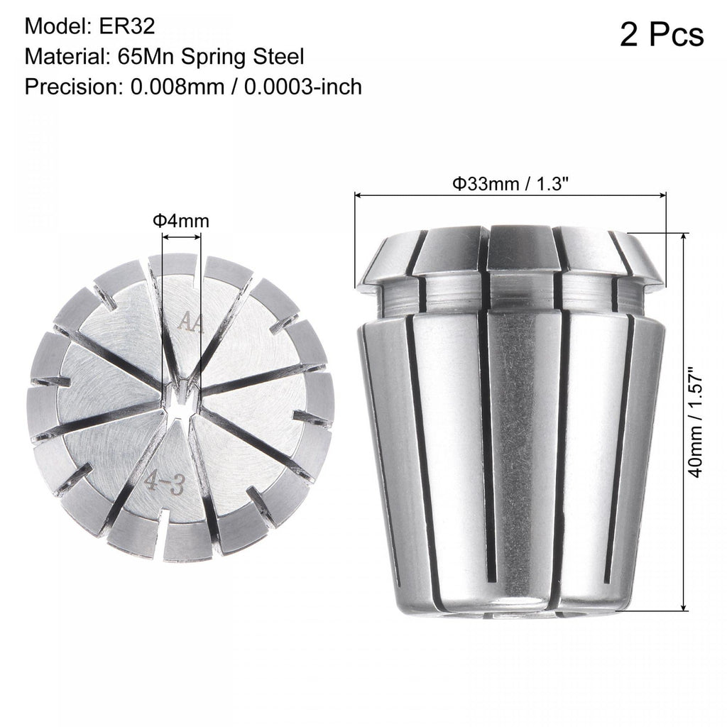 uxcell ER32 Spring Collet, 4mm Chuck for CNC Engraving Machine Lathe Milling 2pcs