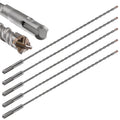 Wensilon Concrete Drill Bit 5pcs 3/16" X 10"-8" Cross-Type Double Thread Carbide Material Suitable for Concrete, Brick, Cement Walls, Stone