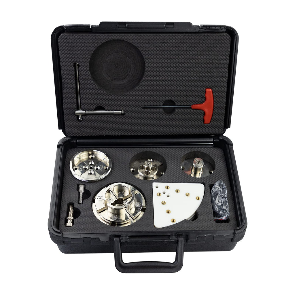 DEEFIINE 4" Nickel Plated Wood Lathe Chuck Set 1"x8TPI with Storage Case.