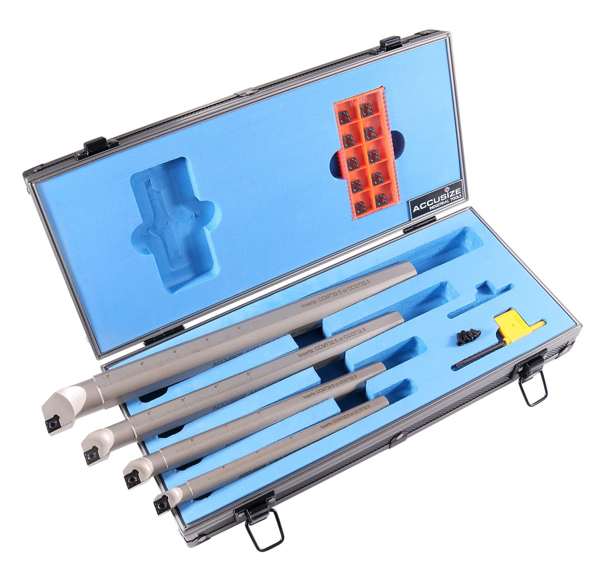 Accusize Sclcr Indexable Boring Bar Set, 1/2", 5/8", 3/4", 1" for Steel