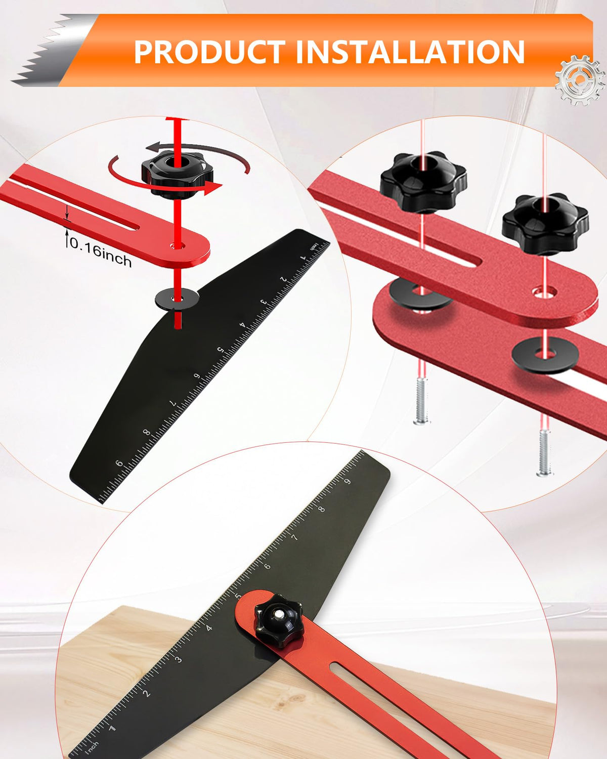 Stair Tread Template Tool Adjustable 10.5" to 60.5" Stair Gauge Jig