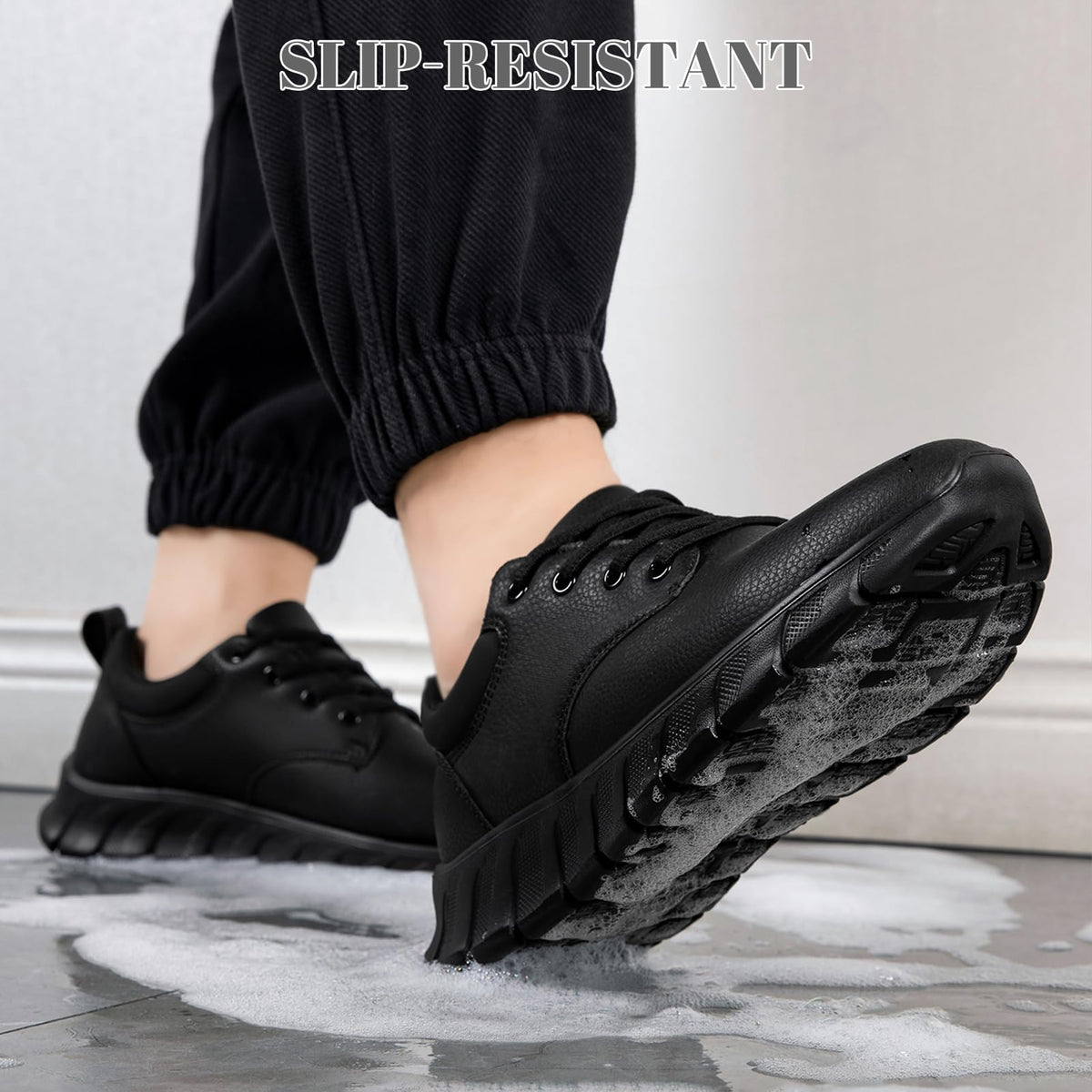 Mens Non Slip Work Shoes Waterproof Oil Resistant Kitchen Shoes Black 11