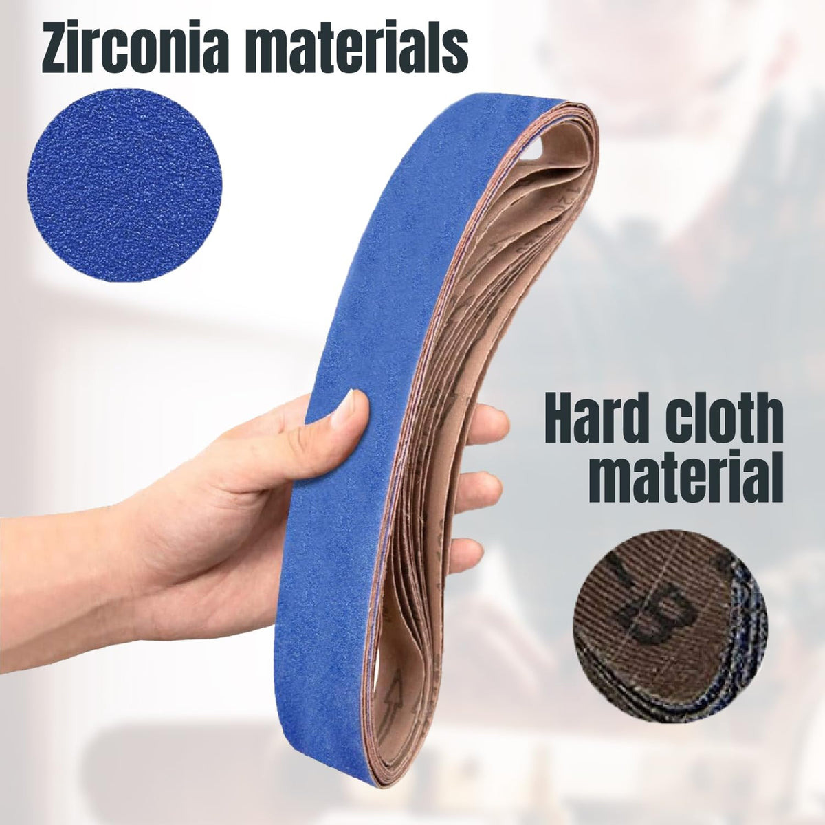 POWERTEC 2x42 Zirconia Sanding Belts, 6PK, 120 Grit 2 x 42 Sanding Belts for 2x42 Belt Sander, Grinder, Belt and Disc Sander, Knife Making, Woodworking, Metal Working (424212Z-6)