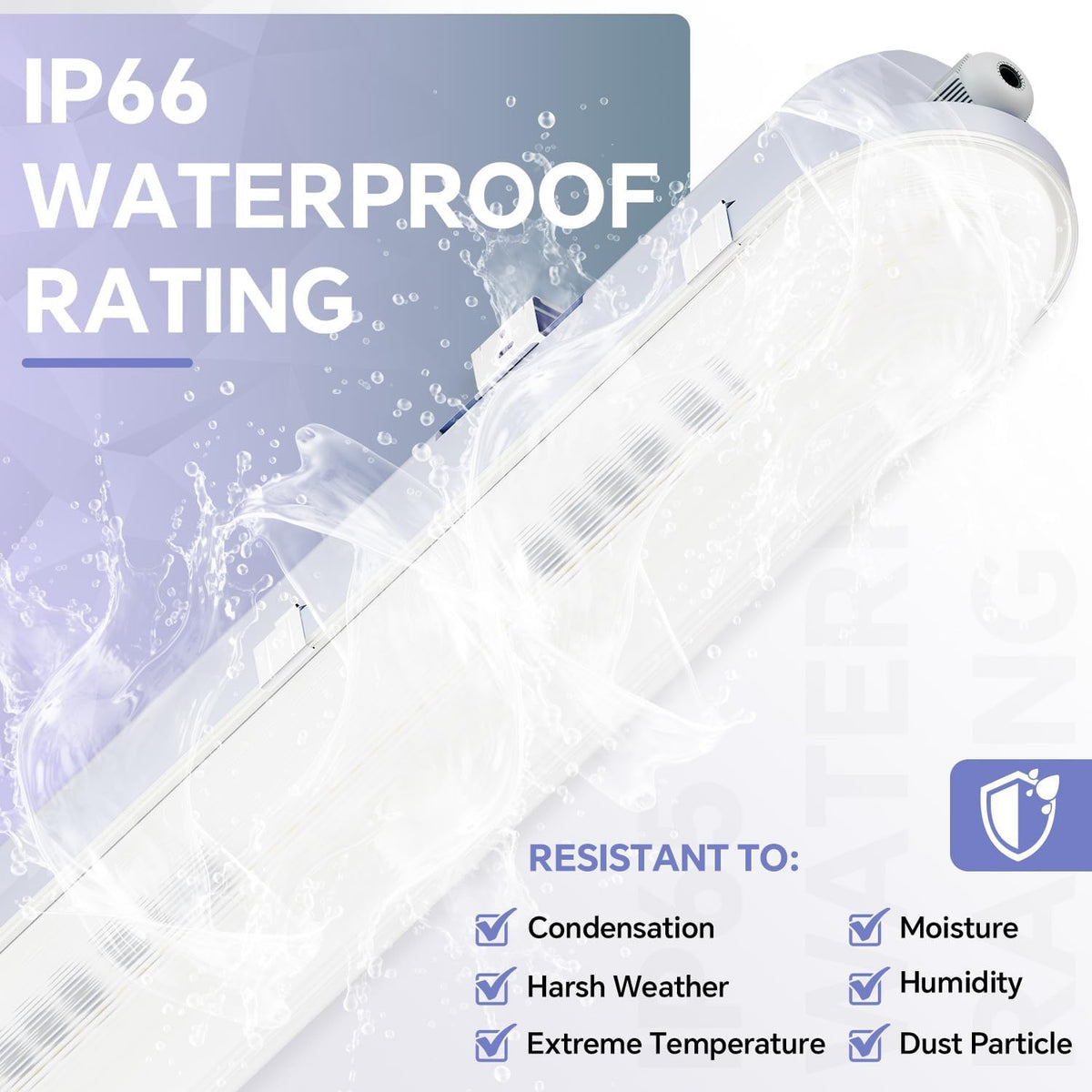 JTT 4FT LED Vapor Tight Light with Plug, 60W 7800LM 5000K, 120-277V, ETL