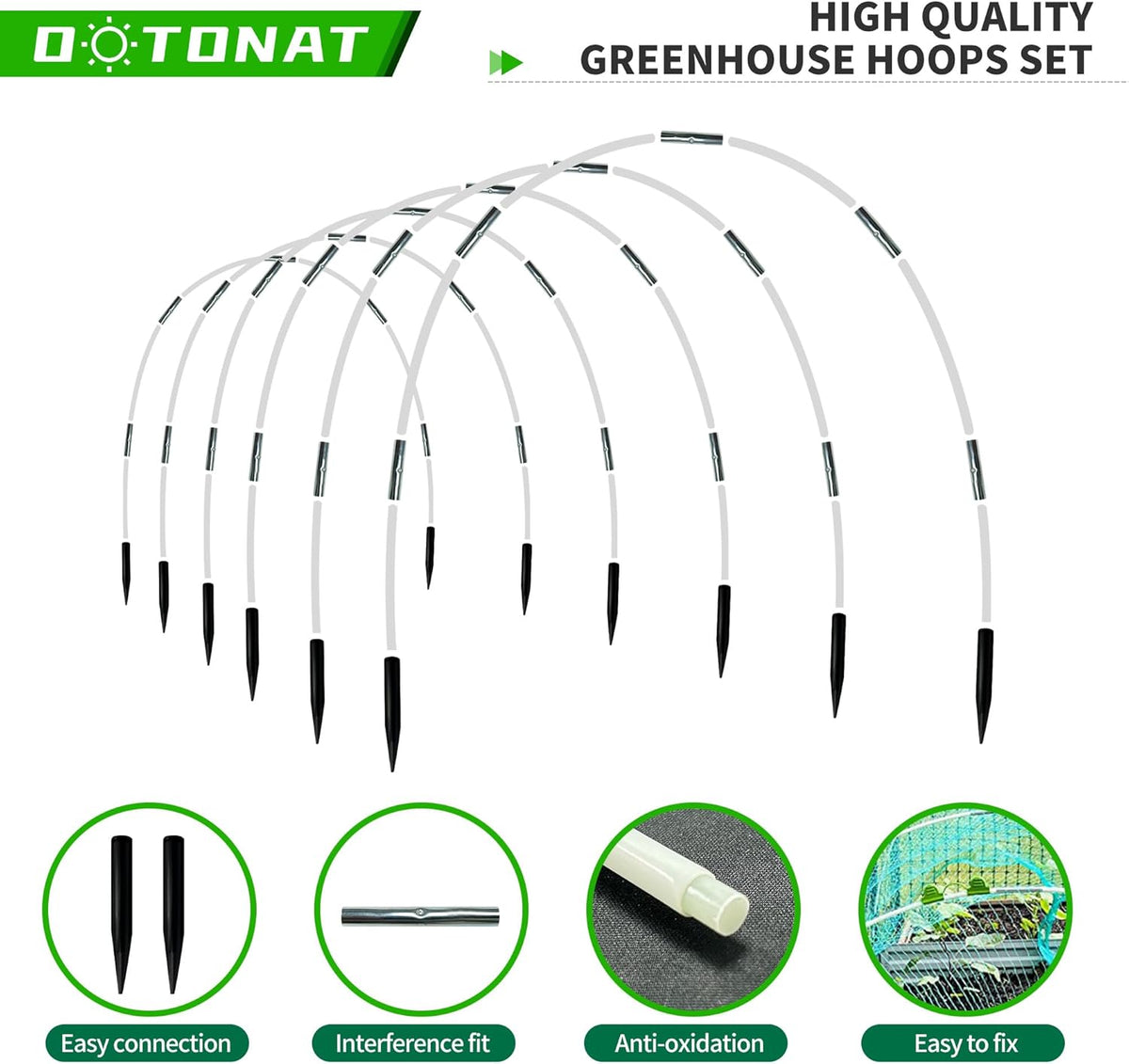8FT Garden Hoops Grow Tunnel Kit - Rust-Free Fiberglass Frame for Raised Beds, 36pcs - DIY Plant Support for Garden