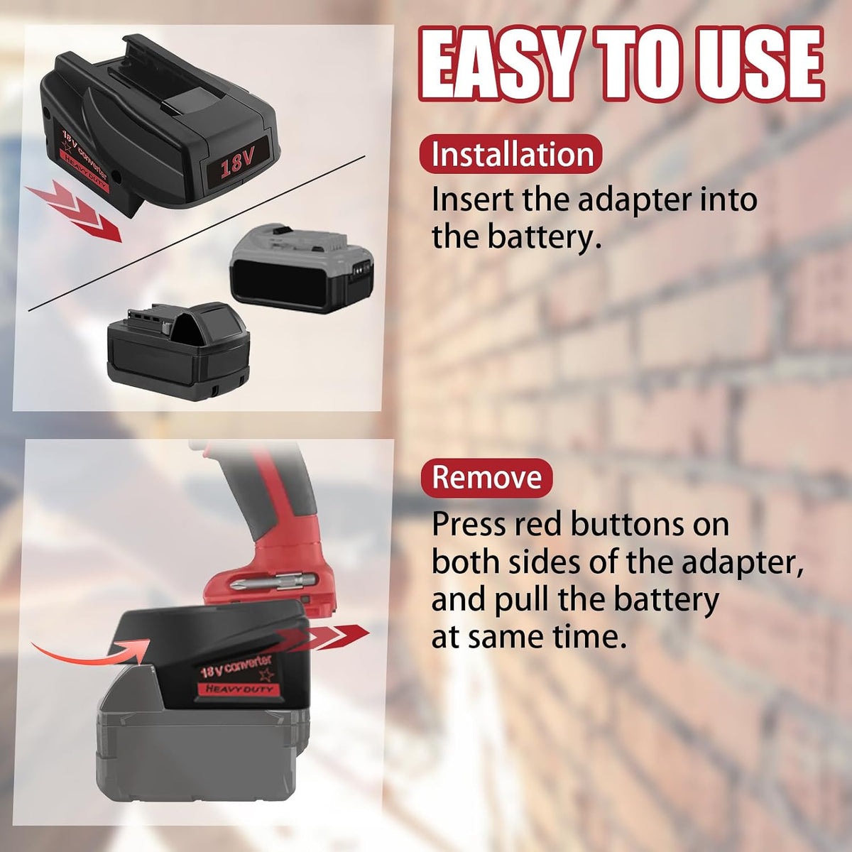 Fit for Milwaukee for M18 Battery Adapter Replace for V18 Tool Battery
