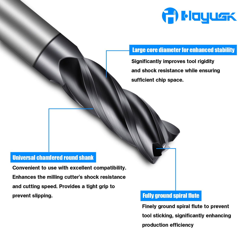 Micrograin Carbide Square End Mill - 4 Flute, 4T Design (1pcs, 3/16") for Alloy Steels, Hardened Steel, Metal, and Multipurpose Milling - Precision Tool Kit for DIY and Professional Use