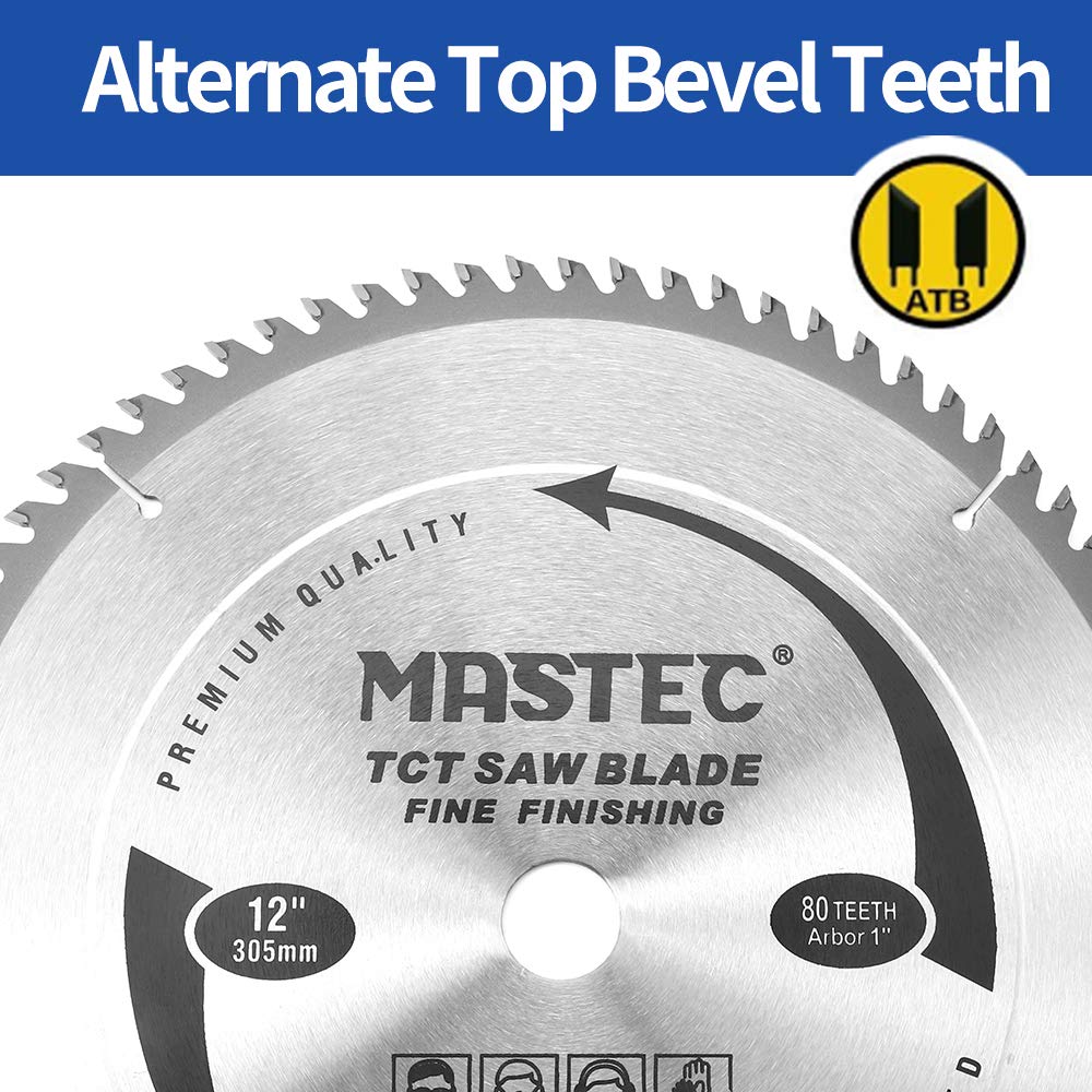 12 Inch 80 Tooth Table Saw Blade Fine Finishing for Wood Cutting with 1-Inch Arbor