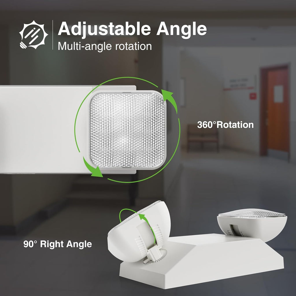 FREELICHT 4 Pack Emergency Lights for Business, Square Heads, 90min Battery